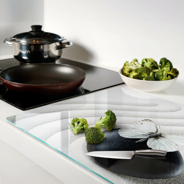 Glazen snijplanken Vlindermotief op steen