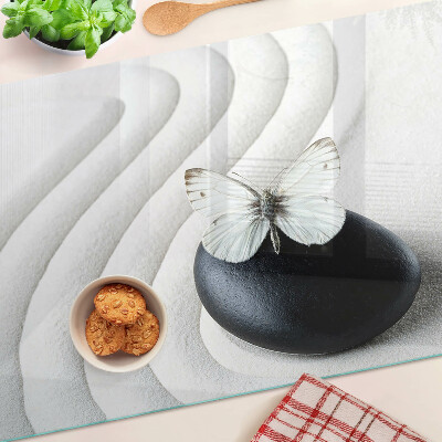 Glazen snijplanken Vlindermotief op steen