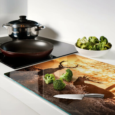 Snijplanken glas Herten in het bos bij zonsondergang