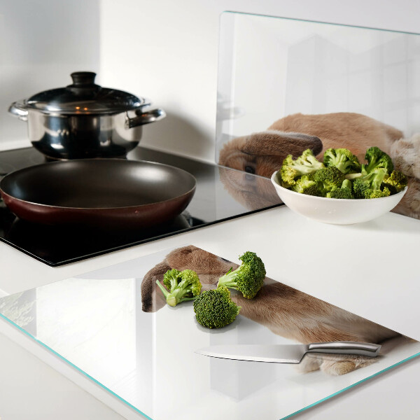 Snijplanken van glas Konijn op een witte achtergrond