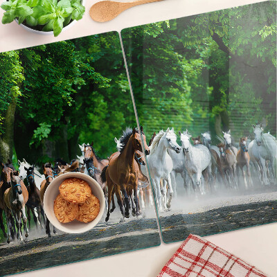 Snijplanken van glas Galopperende paarden in de natuur
