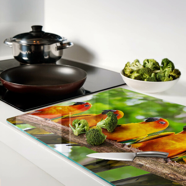 Snijplanken glas Papegaaien op een tak