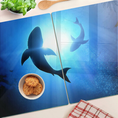 Glazen snijplanken Haaien in onderwaterlicht