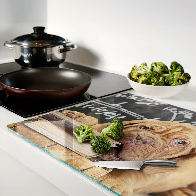 Snijplanken van glas Hond met boeken en een schoolbord