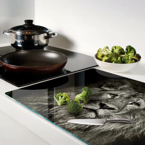 Snijplanken glas Leeuw in zwart-wit