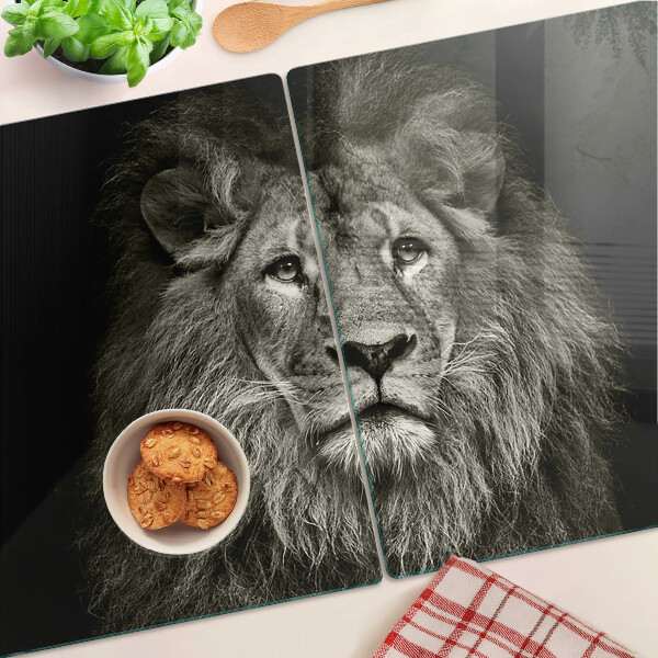 Snijplanken glas Leeuw in zwart-wit