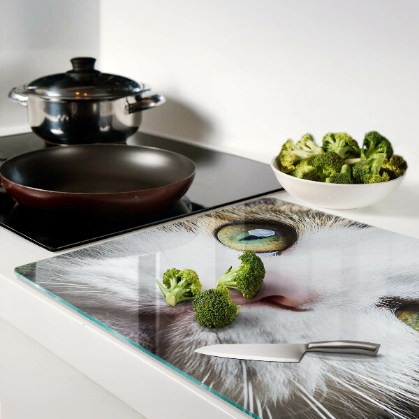 Snijplanken van glas Een kat met groene ogen