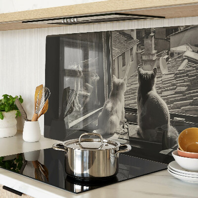 Glazen snijplanken Katten voor het raam