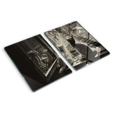 Glazen snijplanken Katten voor het raam