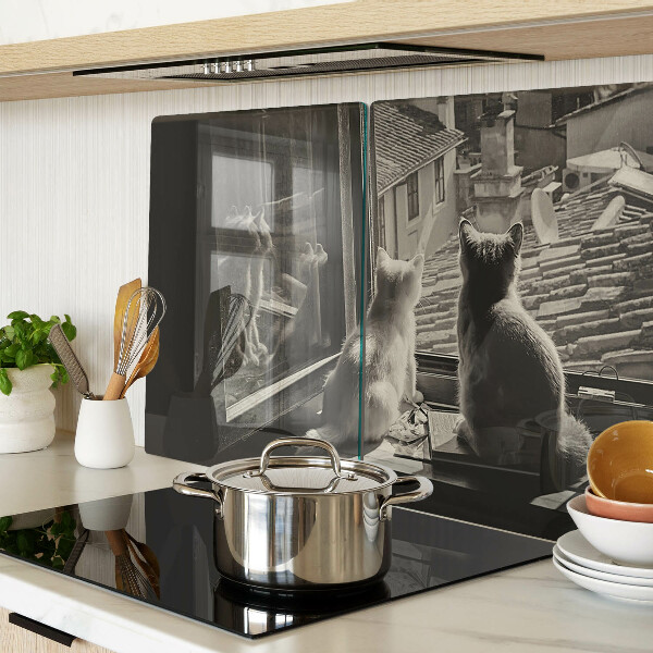 Glazen snijplanken Katten voor het raam