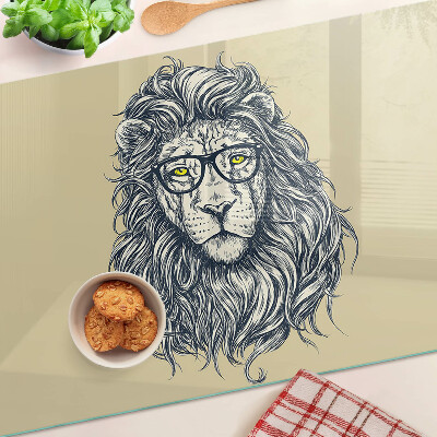 Snijplanken glas Leeuw met bril