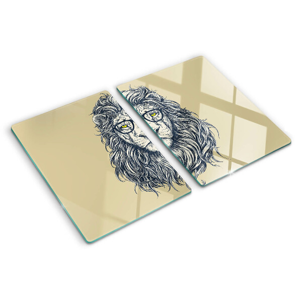 Snijplanken glas Leeuw met bril