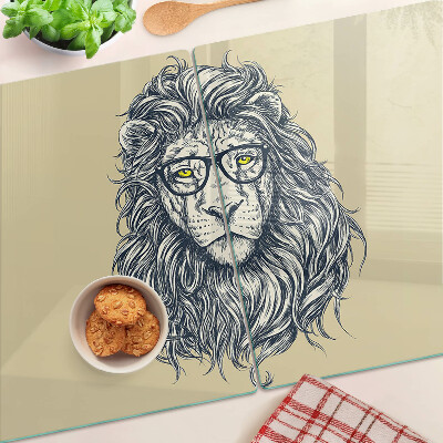 Snijplanken glas Leeuw met bril