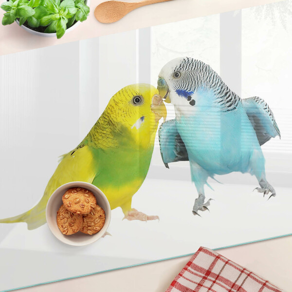 Glazen snijplanken Gele en blauwe papegaaien