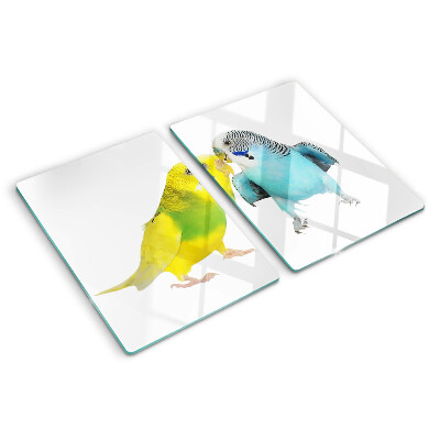 Glazen snijplanken Gele en blauwe papegaaien