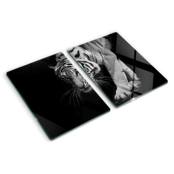 Glazen snijplanken Tijger in zwart-wit