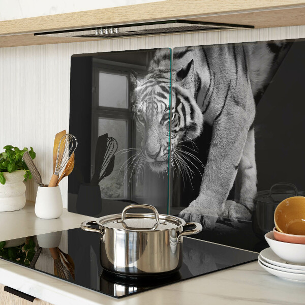 Glazen snijplanken Tijger in zwart-wit