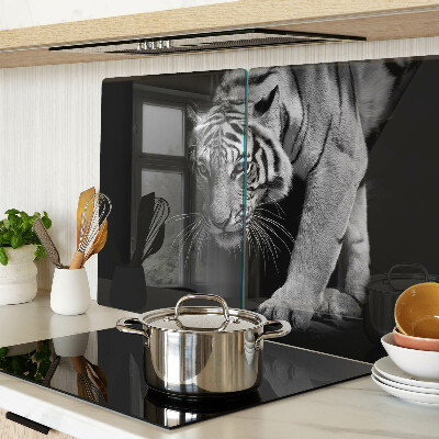 Glazen snijplanken Tijger in zwart-wit