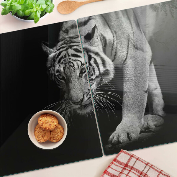 Glazen snijplanken Tijger in zwart-wit