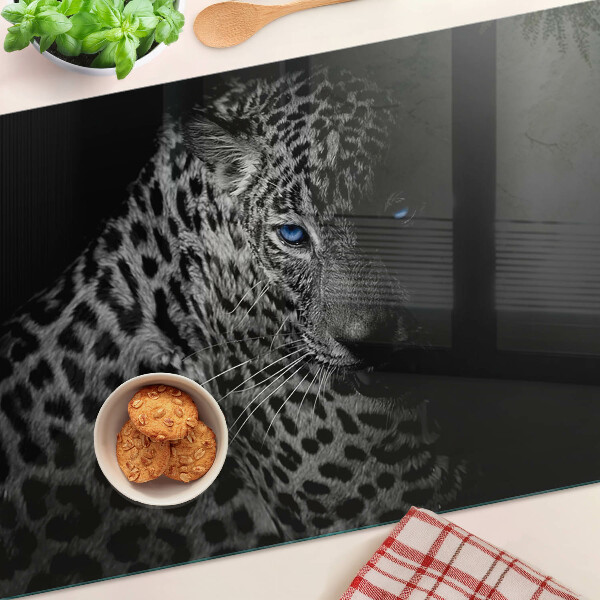 Snijplanken van glas Linker panter met blauwe ogen