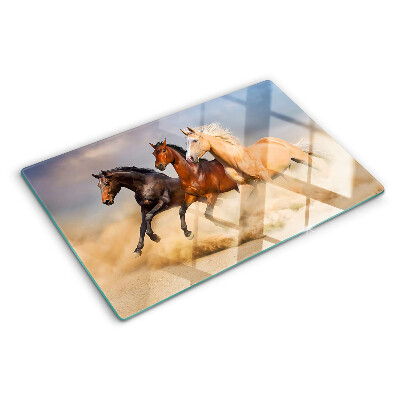 Snijplanken glas Galopperende paarden in beweging