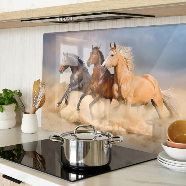Snijplanken glas Galopperende paarden in beweging