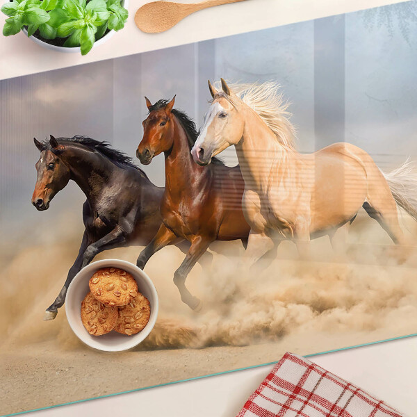 Snijplanken glas Galopperende paarden in beweging