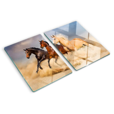 Snijplanken glas Galopperende paarden in beweging