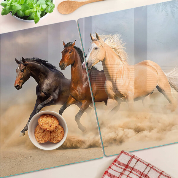 Snijplanken glas Galopperende paarden in beweging