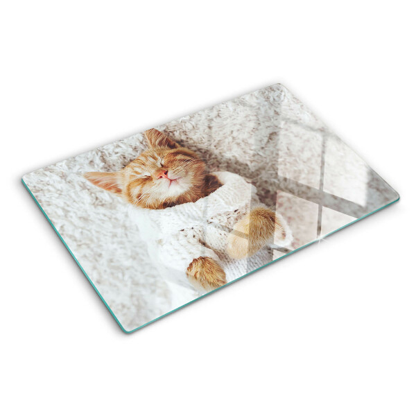 Snijplanken glas Schattig katje in een trui