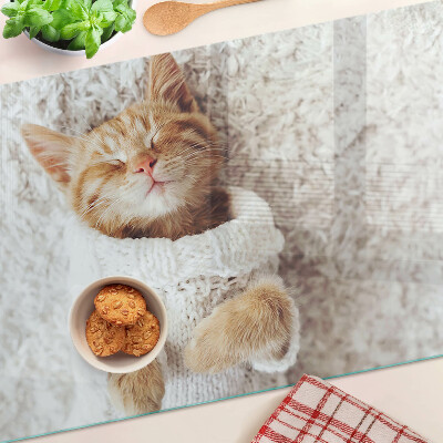 Snijplanken glas Schattig katje in een trui