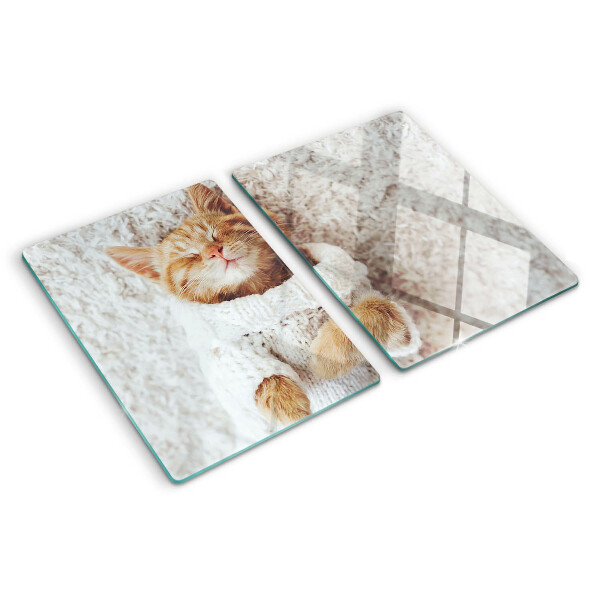 Snijplanken glas Schattig katje in een trui