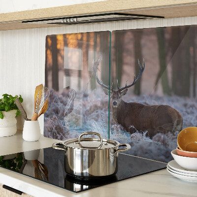 Snijplanken van glas Herten in het winterbos