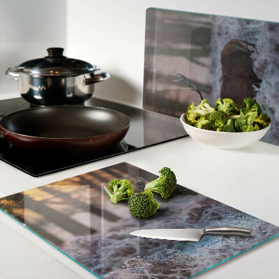 Snijplanken van glas Herten in het winterbos