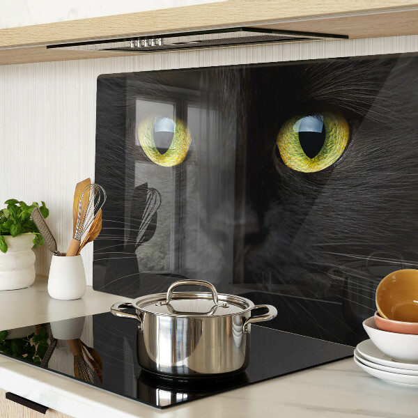 Snijplanken glas Zwarte kat met groene ogen