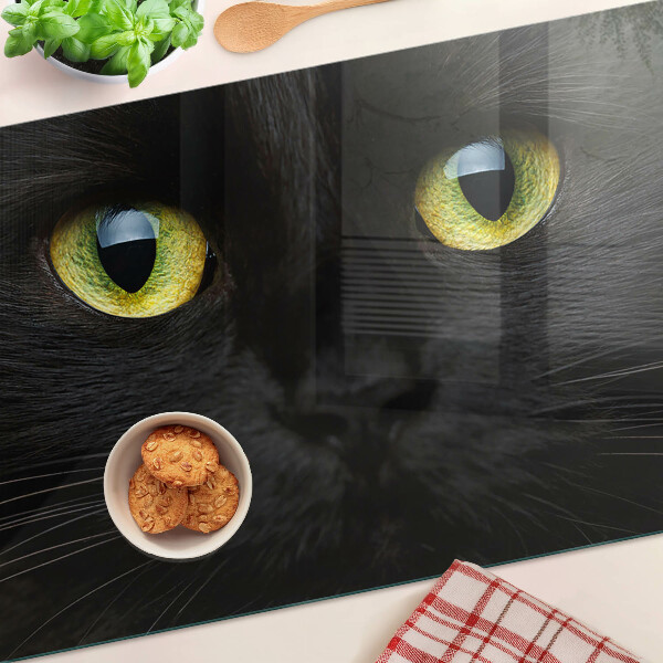 Snijplanken glas Zwarte kat met groene ogen