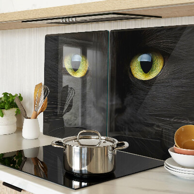 Snijplanken glas Zwarte kat met groene ogen