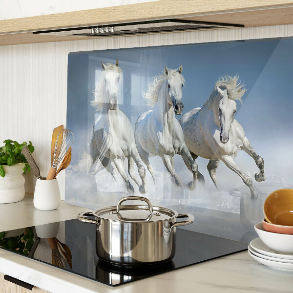 Snijplanken glas Witte paarden galopperen