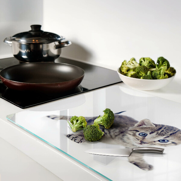 Glazen snijplanken Katje met blauwe ogen