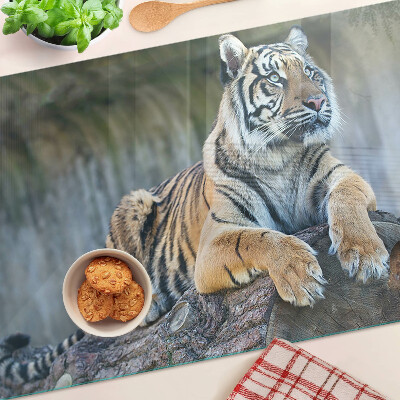 Glazen snijplanken Tijger op een boomstam