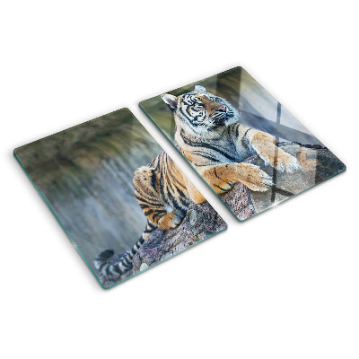 Glazen snijplanken Tijger op een boomstam