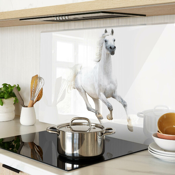 Snijplanken glas Wit paard in beweging