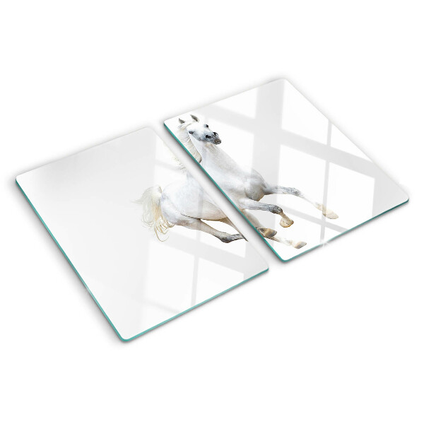 Snijplanken glas Wit paard in beweging