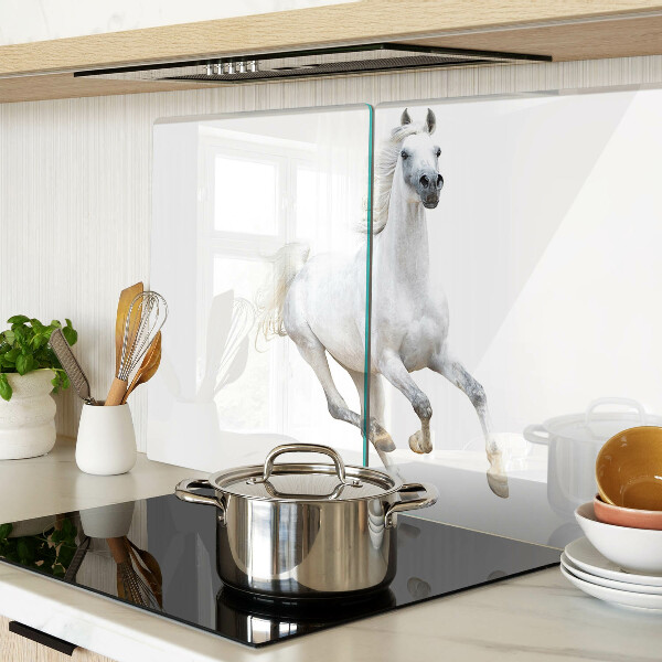 Snijplanken glas Wit paard in beweging