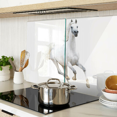 Snijplanken glas Wit paard in beweging