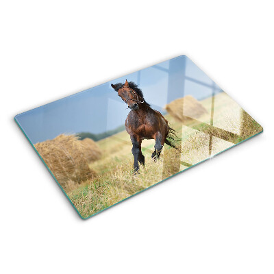 Snijplanken glas Een paard in de wei