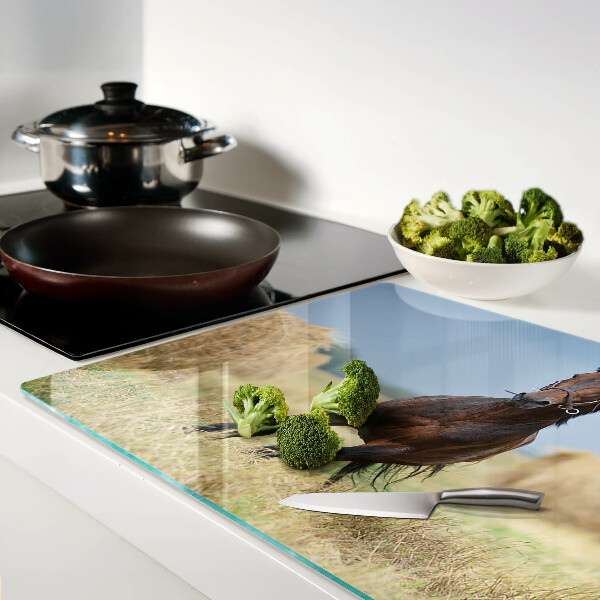 Snijplanken glas Een paard in de wei