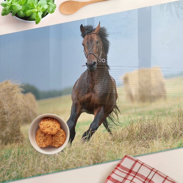 Snijplanken glas Een paard in de wei