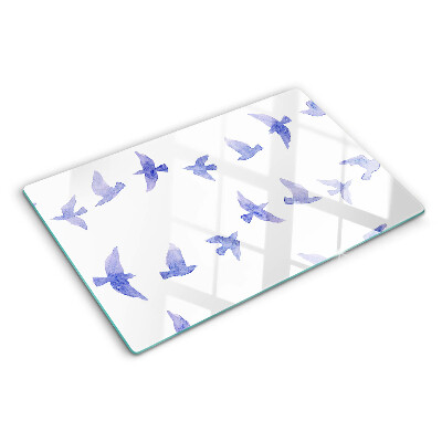 Snijplanken van glas Vogels in verschillende tinten blauw