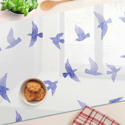 Snijplanken van glas Vogels in verschillende tinten blauw